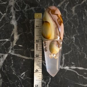 Unique Crystal Pendant with Brown and Cream Accents